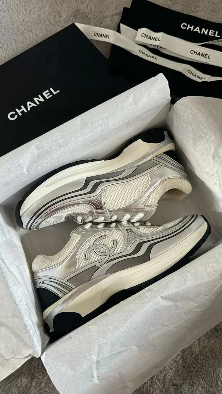 Chanel CC Runner White Silver