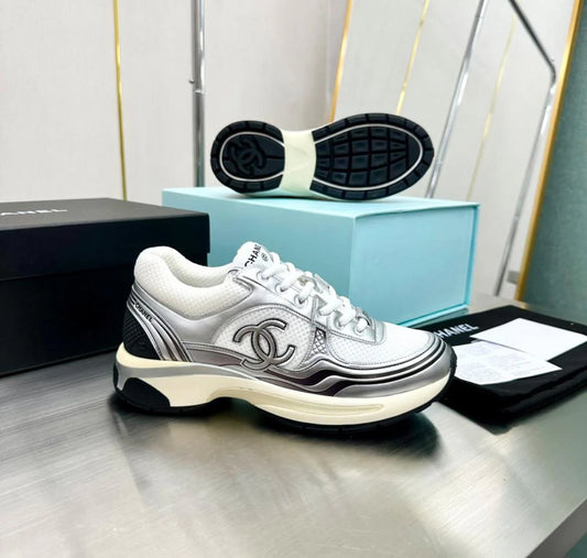 Chanel CC Runner White Silver