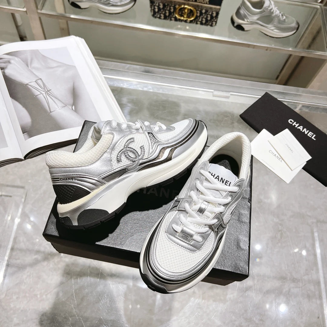 Chanel CC Runner White Silver